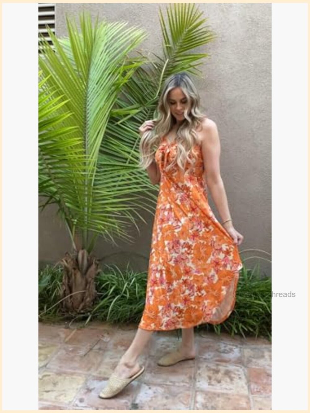Sleeveless Tie Front Maxi Dress with Floral Print V-Neck - Picture 2 of 7